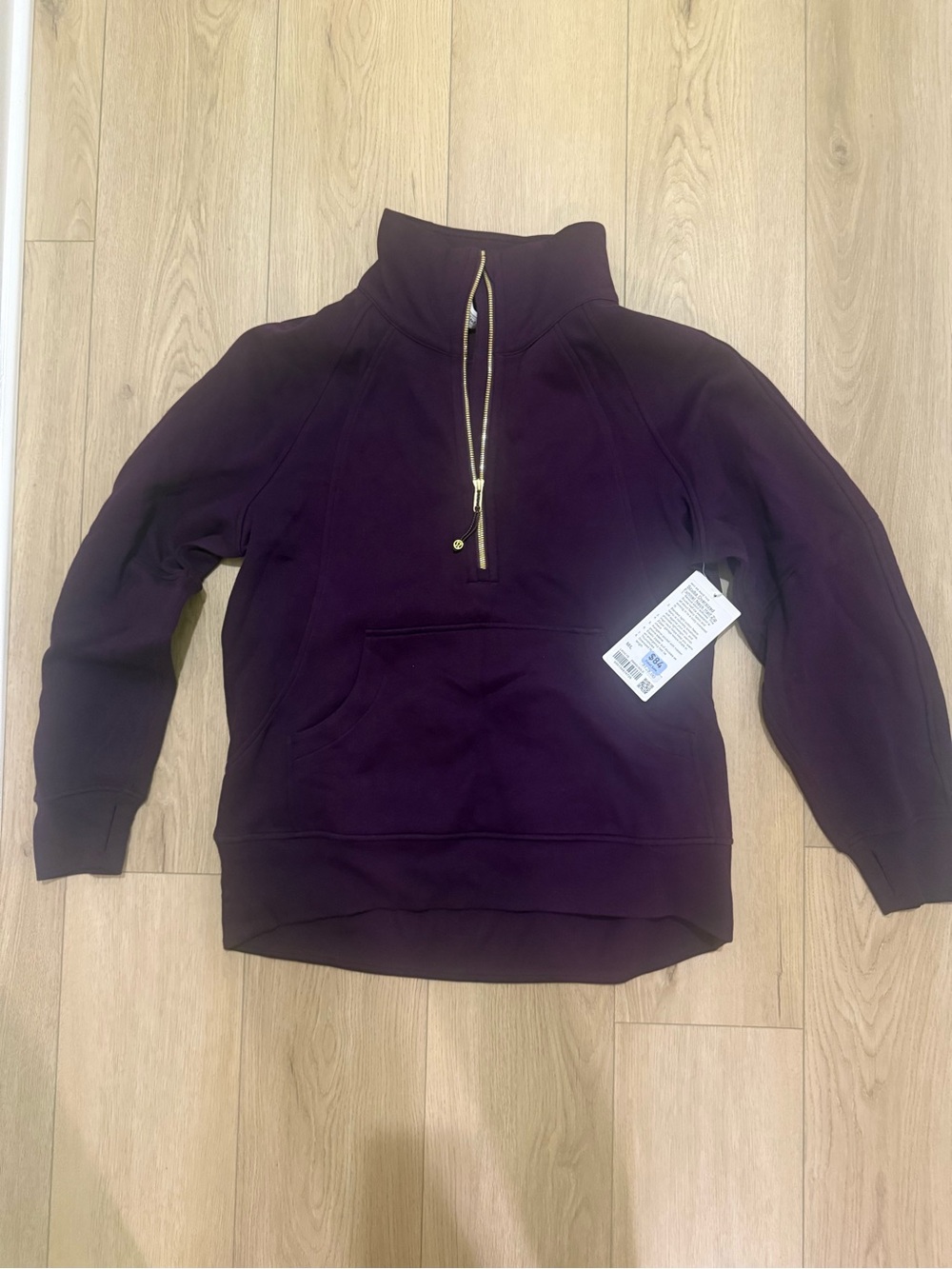 Lululemon Oversized  Half-Zip Funnel Neck Scuba - Dramatic Magenta/Gold~NWT - Picture 6 of 6